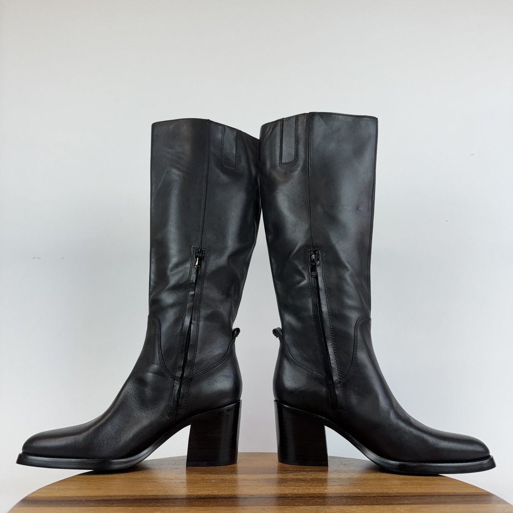 Womens Sam Edelman Soyer Black Leather Heeled Knee High Riding Boots Size 8 M - Picture 5 of 8